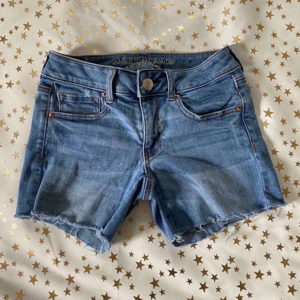 American Eagle midi denim shorts size 2